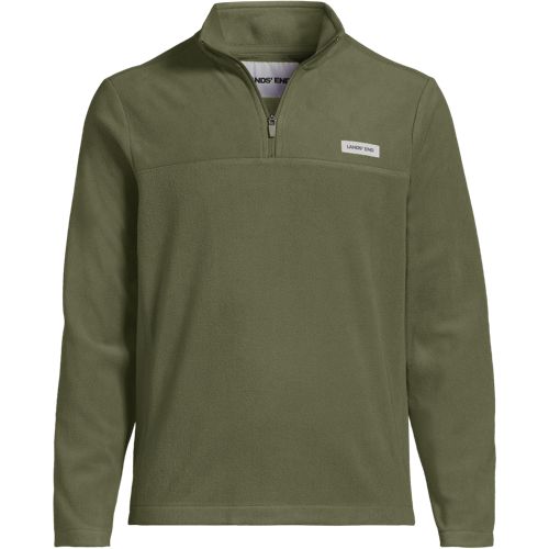 Anyweather Quarter Zip Fleece Top, Men, size: XXL, regular, Green, Polyester, by Lands' End