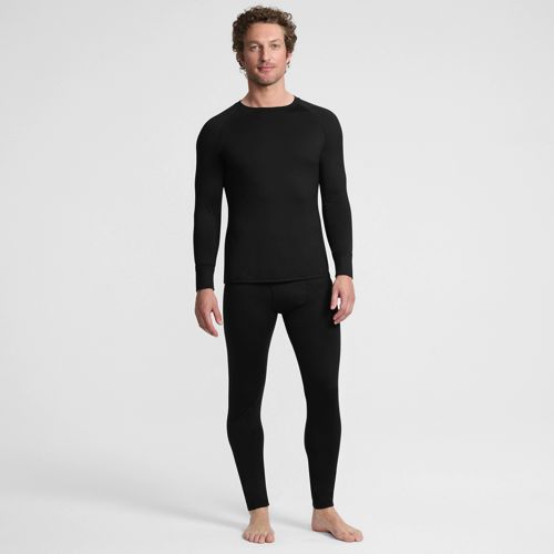 Stretch Thermaskin Crew Neck Thermal Top, Men, size: S, regular, Black, Spandex/Poly-blend, by Lands' End