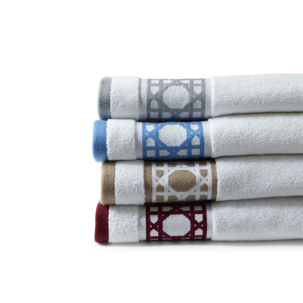 Premium Supima Cotton Cane Weave Jacquard Border 6-Piece Bath Towel Set