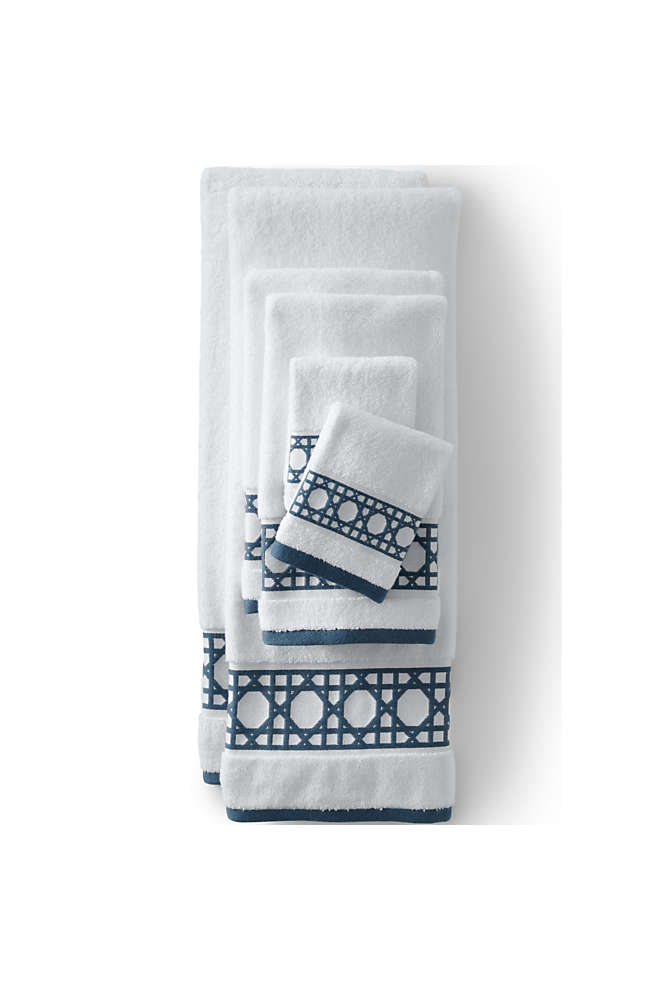 Premium Supima Cotton Cane Weave Jacquard Border 6-Piece Bath Towel Set, Front
