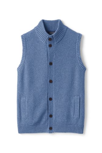メンズ コットンメリノ クロスニット ベスト ランズエンド