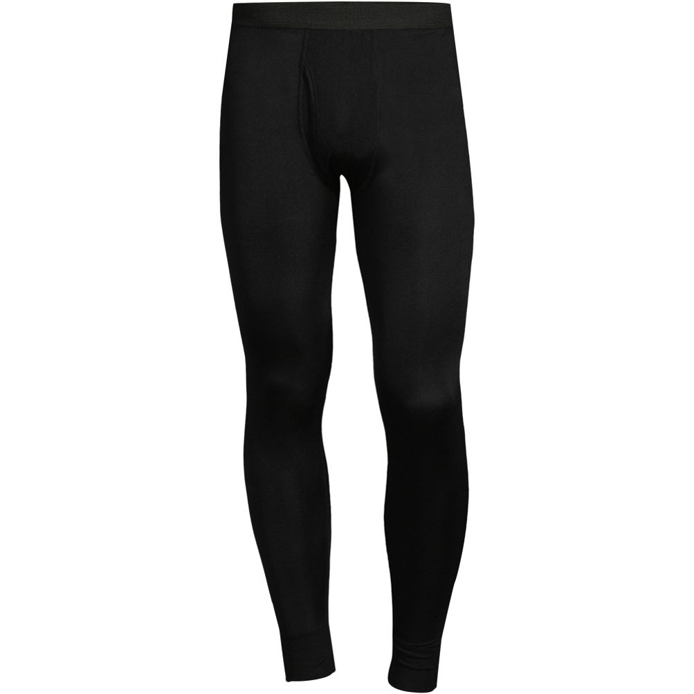 Men's Soft Thermal Pants Stretchy Base Layer Warm Underwear Top & Bottoms 2  Pieces, Black, 2XL