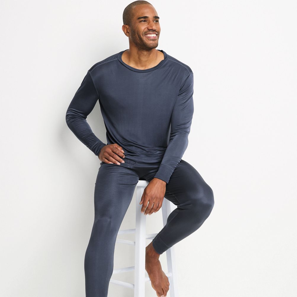 Men s Silk Long Underwear Crew Neck Lands End