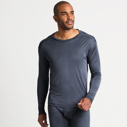 Men's Silk Long Underwear Crew Neck - image 2