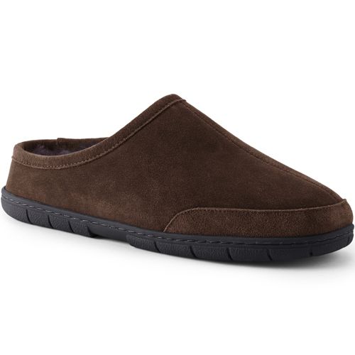 Men's Suede Slippers with Shearling Lining