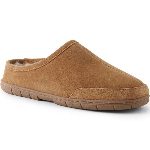 Laboratorium rol Gewend aan Men's Suede Leather Fuzzy Shearling Fur Clog Slippers | Lands' End