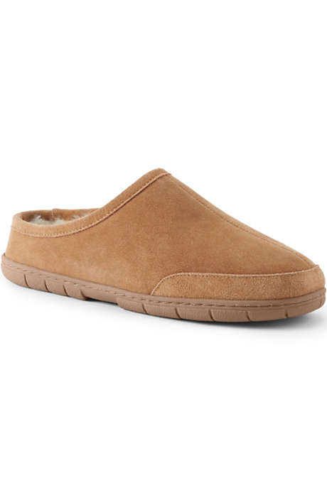 Men's Suede Leather Shearling Fur Clog Slippers