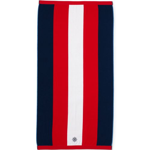 Rugby Stripe Beach Towels Custom Designed Logo Beach Towels Company Logo Towels Customized Tradeshow Beach Towels Company Event Promotional Items Custom Print Giveaway Products