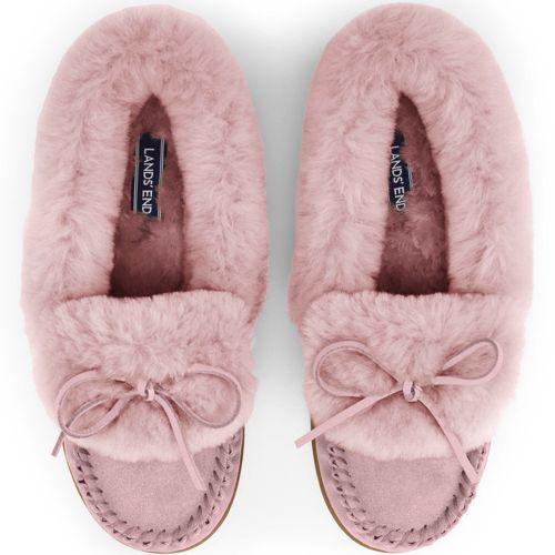 Suede Fur Lined Slippers Lands' End
