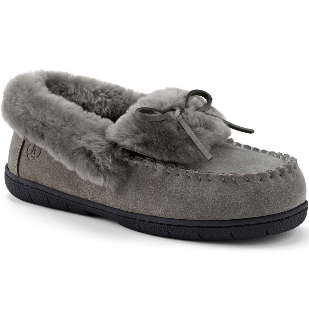 Women s Suede Leather Fuzzy Shearling Fur Moccasin Slippers