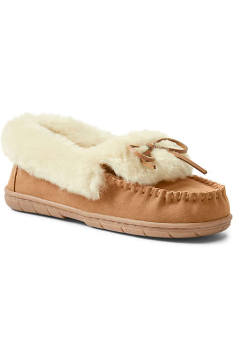 Women's Suede Leather Shearling Fur Moccasin Slippers