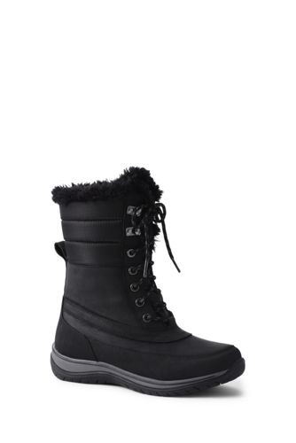 womens black leather snow boots