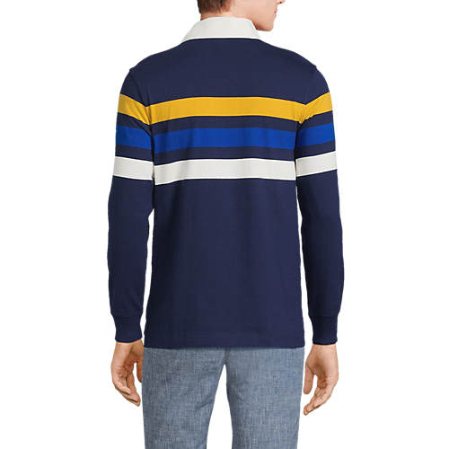 Men's Long Sleeve Stripe Rugby Shirt - Secondary