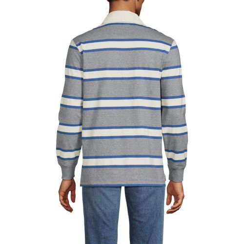 Men's Long Sleeve Stripe Rugby Shirt, Back