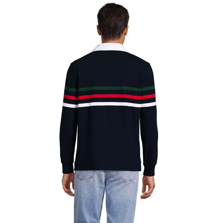 Men's Long Sleeve Stripe Rugby Shirt