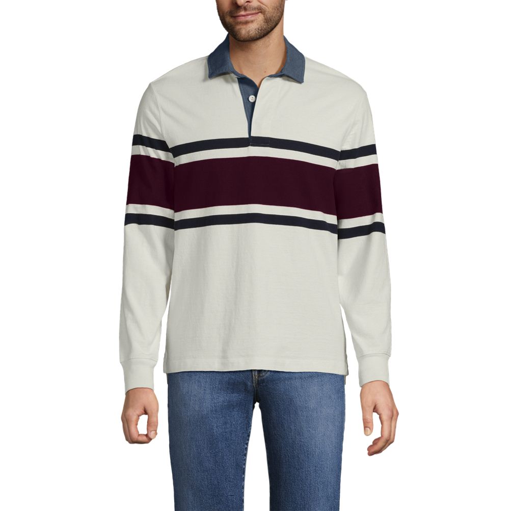 Men's Long Sleeve Stripe Rugby Shirt | Lands' End
