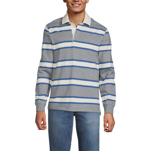 Men's Long Sleeve Stripe Rugby Shirt, Front