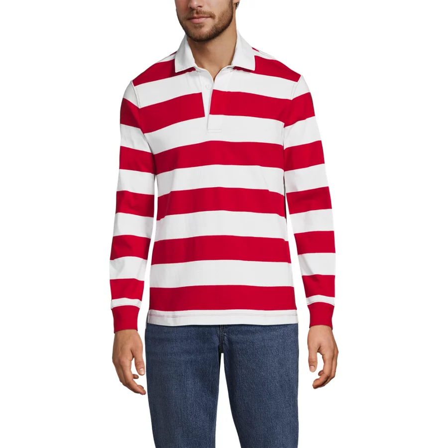 Men's Long Sleeve Stripe Rugby Shirt view 2