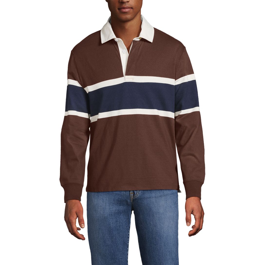 Men's Long Sleeve Stripe Rugby Shirt