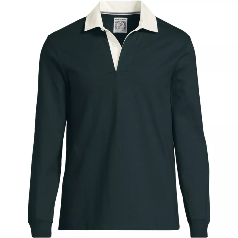 Men's Long Sleeve Stripe Rugby Shirt, Front