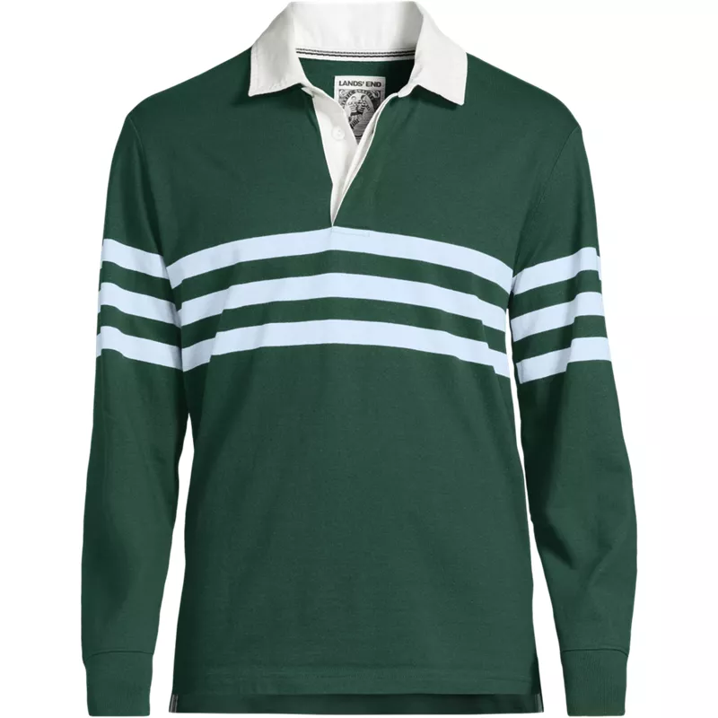 Men's Long Sleeve Stripe Rugby Shirt, Front
