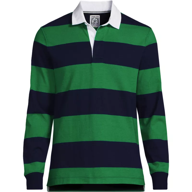 Men's Long Sleeve Stripe Rugby Shirt, Front