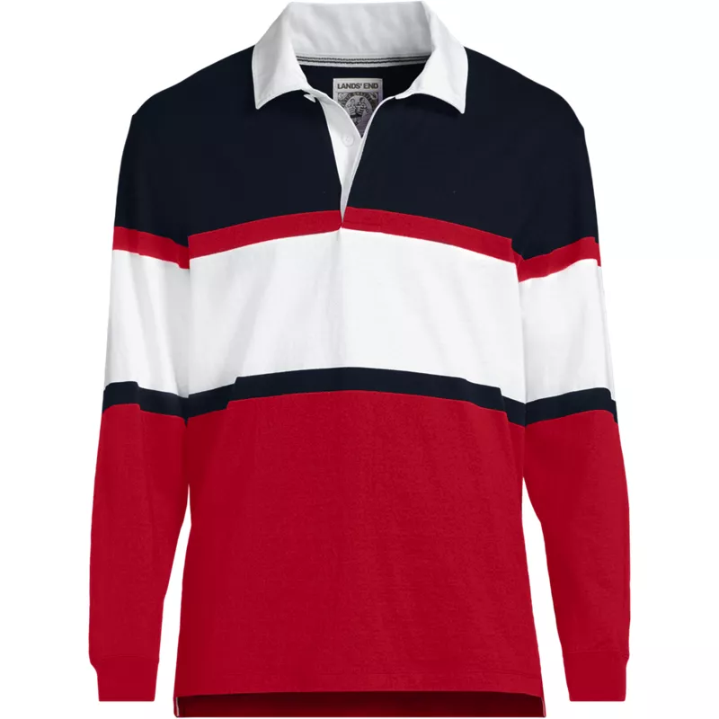 Men's Long Sleeve Stripe Rugby Shirt, Front