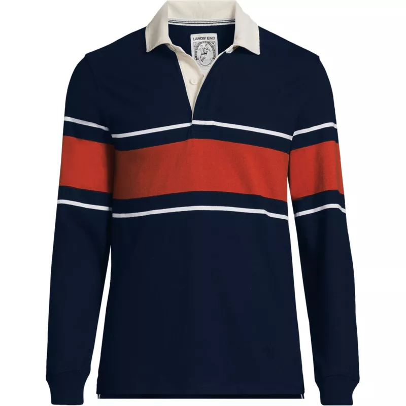 Men's Tall Long Sleeve Stripe Rugby Shirt, Front