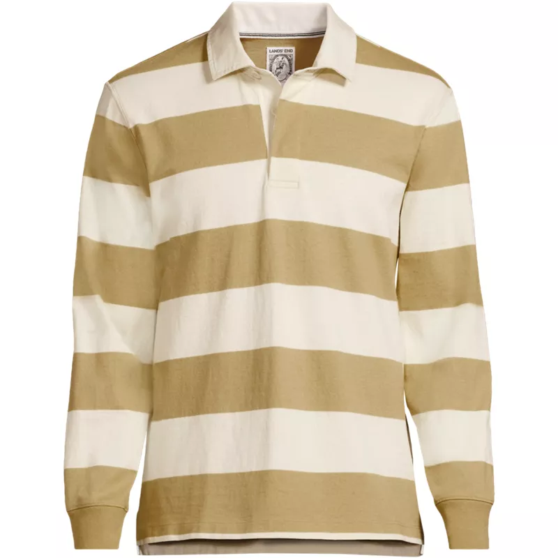 Men's Long Sleeve Stripe Rugby Shirt, Front