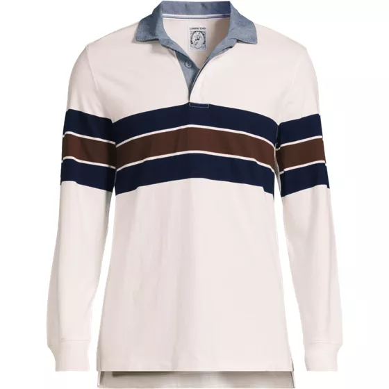 Men's Big and Tall Long Sleeve Stripe Rugby Shirt - primary