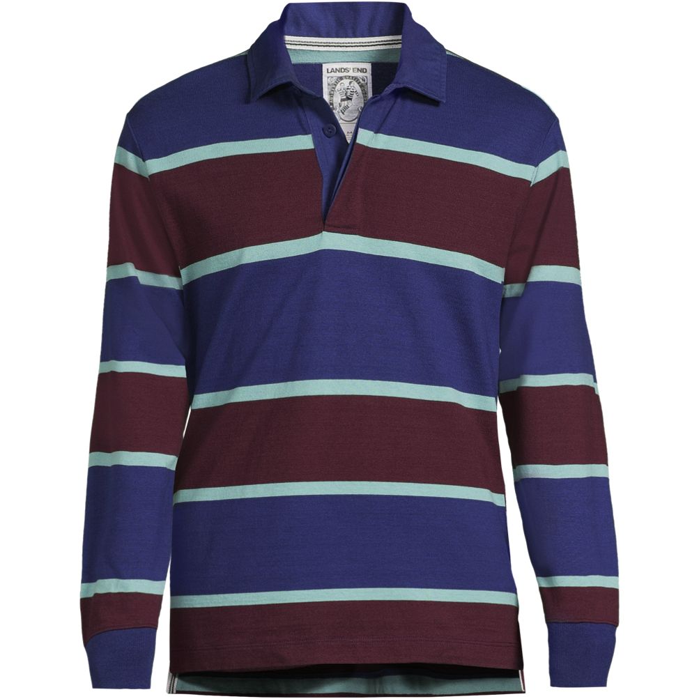 Men's Long Sleeve Stripe Rugby Shirt | Lands' End