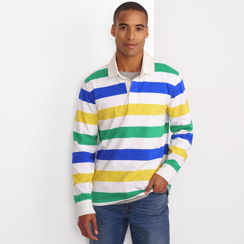 Men's Long Sleeve Stripe Rugby Shirt