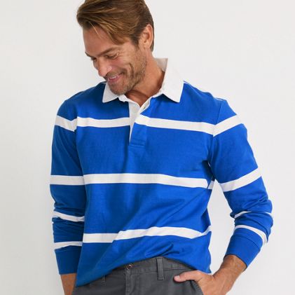 Men's Long Sleeve Stripe Rugby Shirt - primary