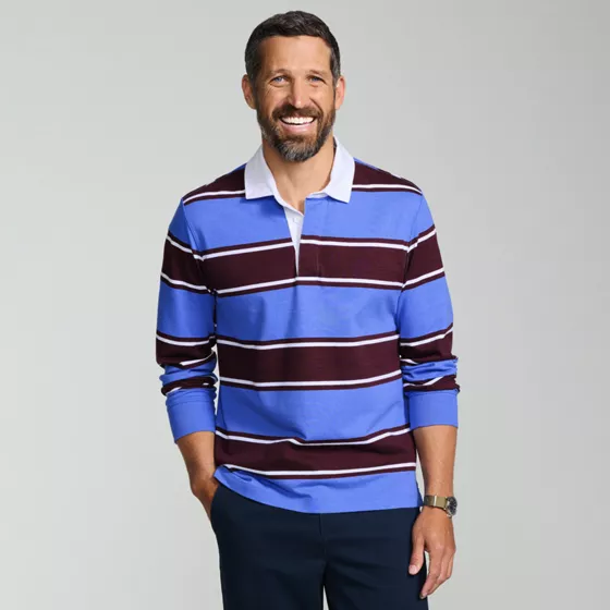 Men's Long Sleeve Stripe Rugby Shirt - primary