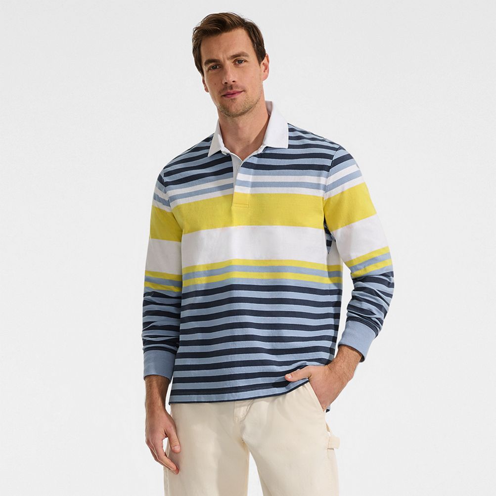Men's Long Sleeve Stripe Rugby Shirt | Lands' End