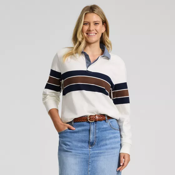 Men's Tall Long Sleeve Stripe Rugby Shirt - primary