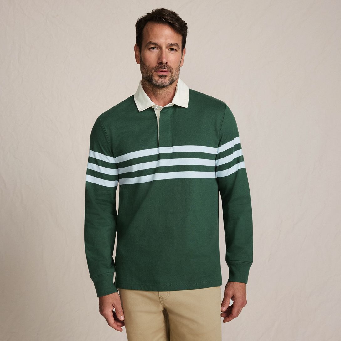 Men's Long Sleeve Stripe Rugby Shirt