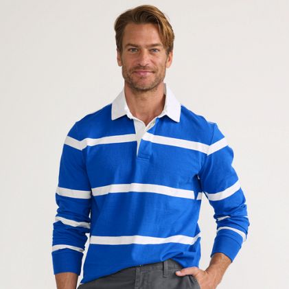 Men's Long Sleeve Stripe Rugby Shirt - image 2