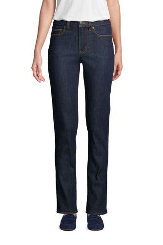 women's straight leg blue jeans