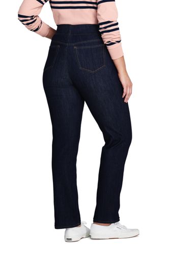 plus size pull on straight leg jeans