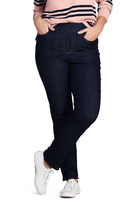 Women S Plus Size Mid Rise Pull On Straight Leg Jeans Plus Size Pants Plus Size Featured Shops