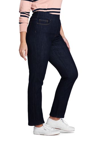 plus size pull on straight leg jeans