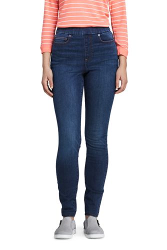 high rise elastic waist jeans