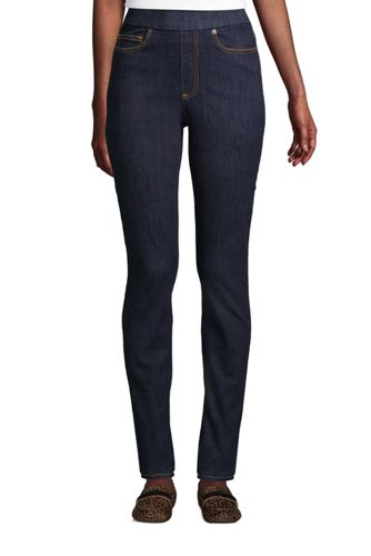 women's blue jeans with elastic waistband