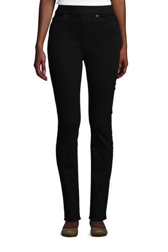 Women's Curvy Elastic Waist High Rise Pull On Legging Jeans - Black | Lands' End