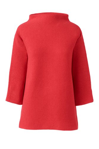 Shaker Stehkragen-Pullover mit 3/4-Ärmeln für Damen in Normalgröße