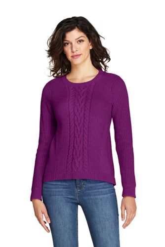 Women S Cable Crew Neck Jumper Lands End