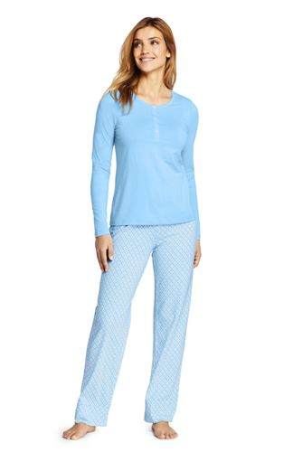 Gemustertes Pyjama Set Im Baumwoll Modal Mix Fur Damen In Lands End
