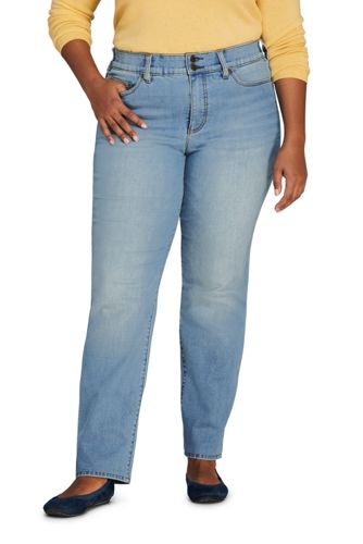 lands end mid rise straight jeans