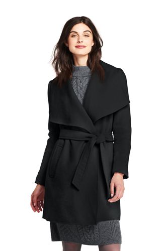 petite wrap wool coat